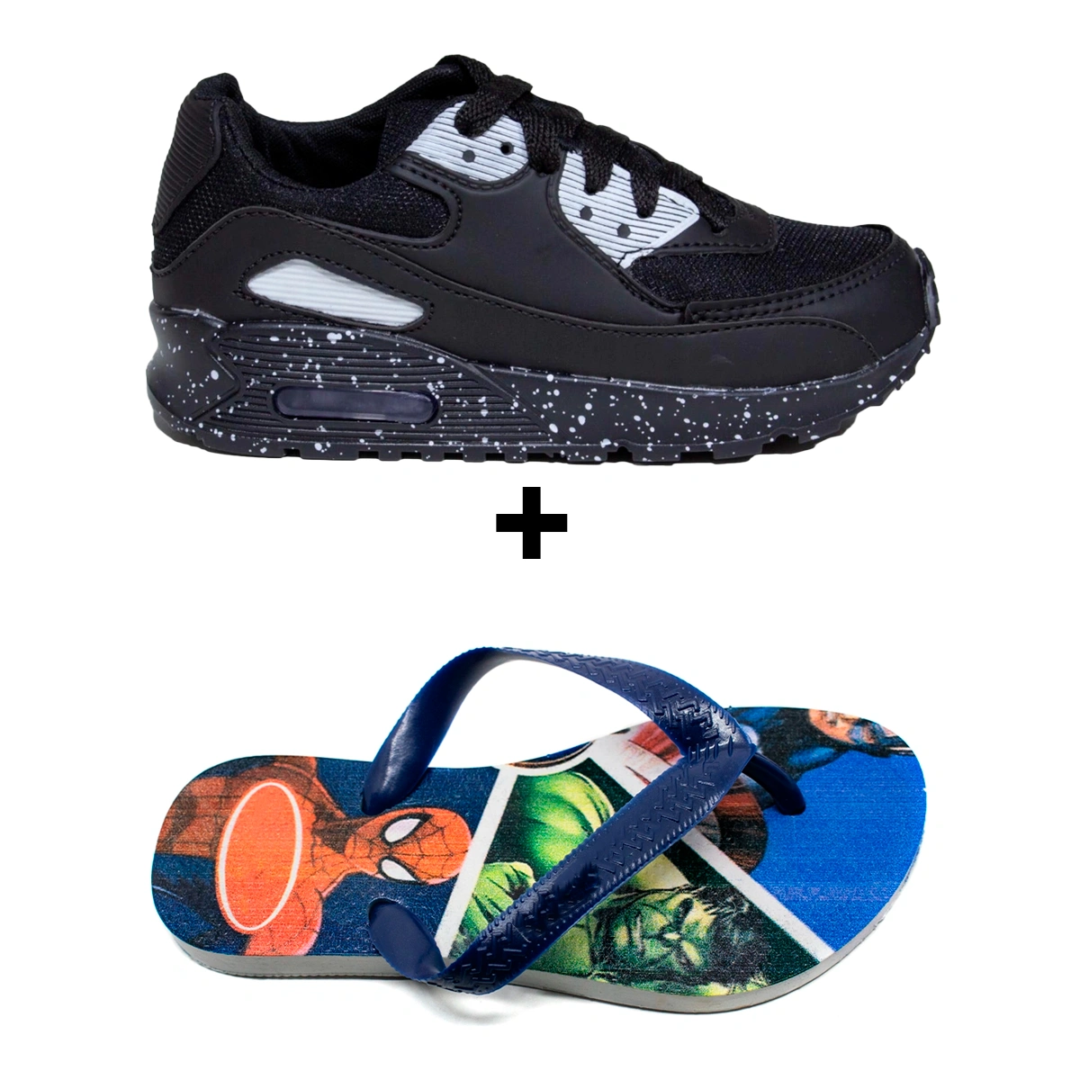 Kit Menino Tênis Infantil Max AIR + Chinelo Infantil Heróis