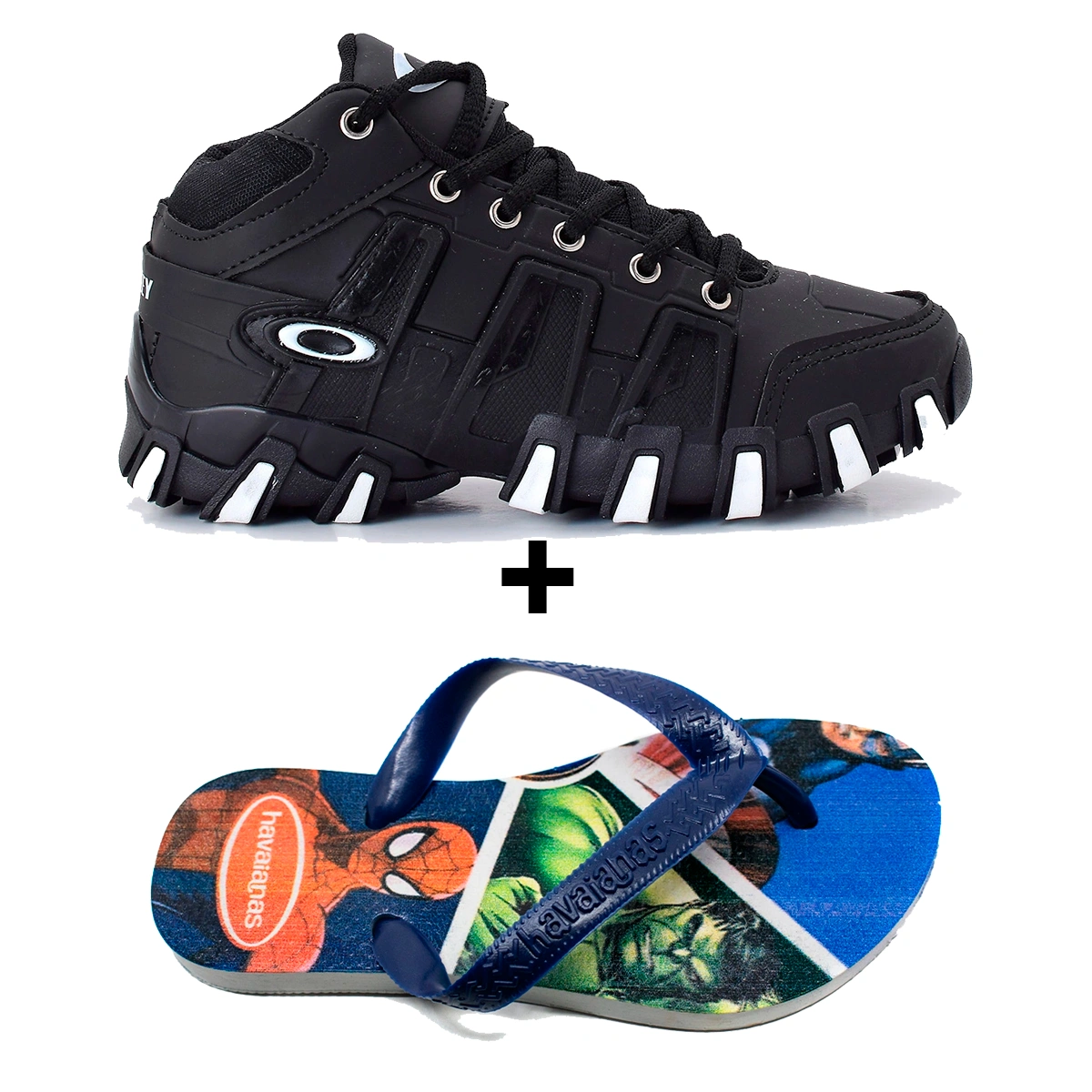Kit Menino Tênis Infantil Botinha Oakley + Chinelo Infantil Havaianas Heróis - Imagem 16