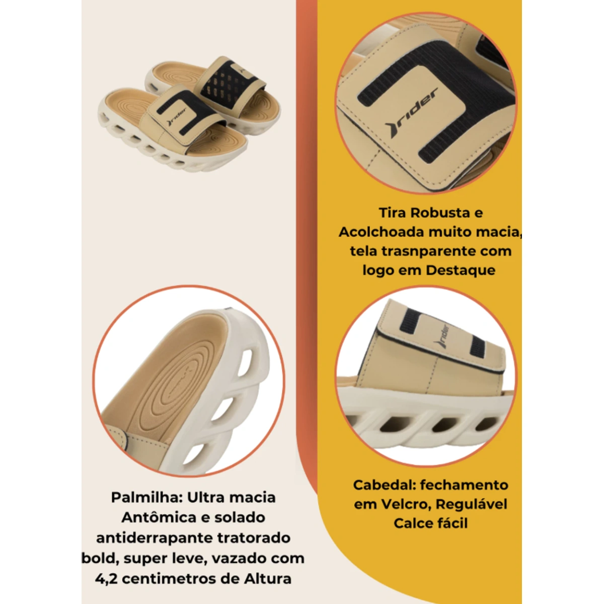 slides masculino chinelo slide macio com velcro - Imagem 5